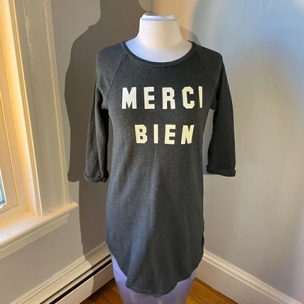 Dark Grey Tunic Long Top, Small. Merci Bien - Picture 6 of 10